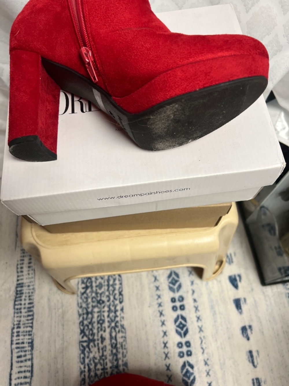 Red suede ankle boots - Picture 2 of 4